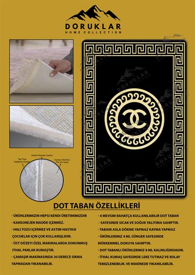 Kaymaz Taban Yıkanabilir Dijital Baskı Dekoratif Modern Desenli Dot Taban Halı Nova Serisi NV50