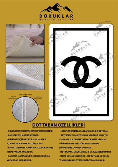 Kaymaz Taban Yıkanabilir Dijital Baskı Dekoratif Modern Desenli Lux Serisi Dot Taban Halı L06