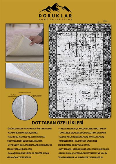 Kaymaz Taban Yıkanabilir Dijital Baskı Dekoratif Modern Desenli Dot Taban Halı Nova Serisi NV42