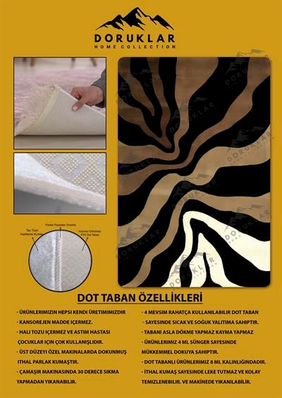 Kaymaz Taban Yıkanabilir Dijital Baskı Dekoratif Modern Desenli Dot Taban Halı