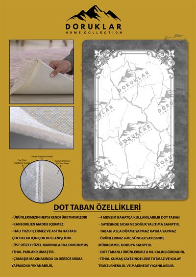 Kaymaz Taban Yıkanabilir Dijital Baskı Dekoratif Modern Desenli Dot Taban Halı Nova Serisi NV71