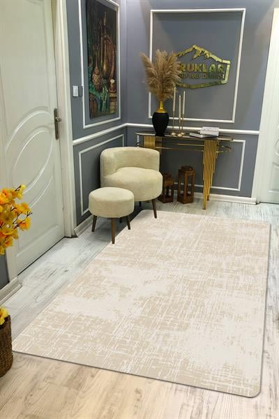 Kaymaz Taban Yıkanabilir Dijital Baskı Eskitme Desenli Salon Halısı