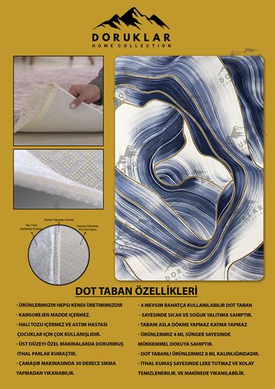Kaymaz Taban Yıkanabilir Dijital Baskı Dekoratif Modern Desenli Lux Serisi Dot Taban Halı L02
