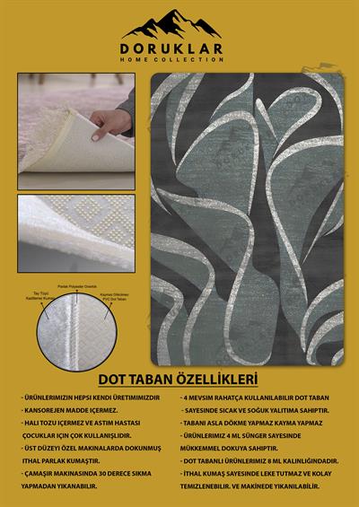 Kaymaz Taban Yıkanabilir Dijital Baskı Dekoratif Modern Desenli Dot Taban Halı Nes V2 Serisi NES004