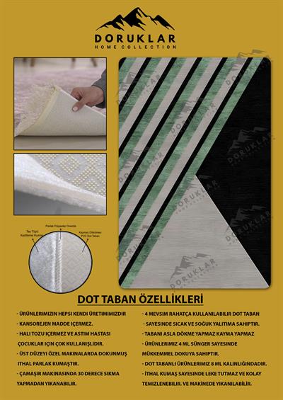 Kaymaz Taban Yıkanabilir Dijital Baskı Dekoratif Modern Desenli Dot Taban Halı Nes V2 Serisi NES020