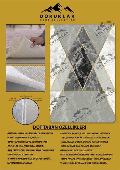 Kaymaz Taban Yıkanabilir Dijital Baskı Mermer Desenli Halı