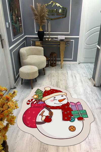 Kaymaz Taban Yıkanabilir Dijital Baskı Yılbaşı Desenli Dot Taban Halı