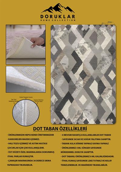 Kaymaz Taban Yıkanabilir Dijital Baskı Dekoratif Modern Desenli Dot Taban Halı Nes V2 Serisi NES018