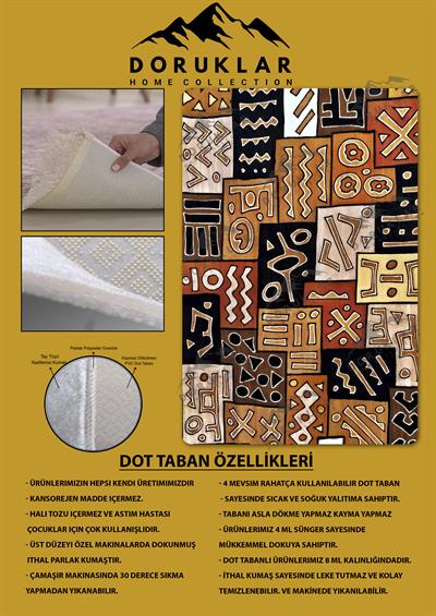 Kaymaz Taban Yıkanabilir Dijital Baskı Dekoratif Modern Desenli Marry Serisi Dot Taban Halı MRY09