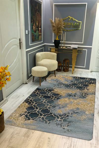 Kaymaz Taban Yıkanabilir Dijital Baskı Dekoratif Modern Desenli Dot Taban Halı Soft  Serisi SFT36