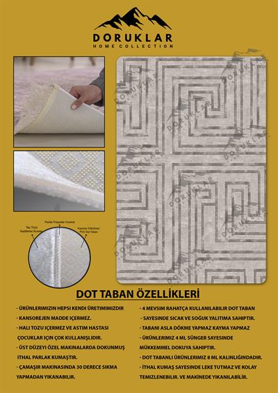 Kaymaz Taban Yıkanabilir Dijital Baskı Dekoratif Modern Desenli NesV2 Serisi Dot Taban Halı N2S06