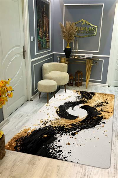 Kaymaz Taban Yıkanabilir Dijital Baskı Dekoratif Modern Desenli Dot Taban Halı Soft  Serisi SFT04