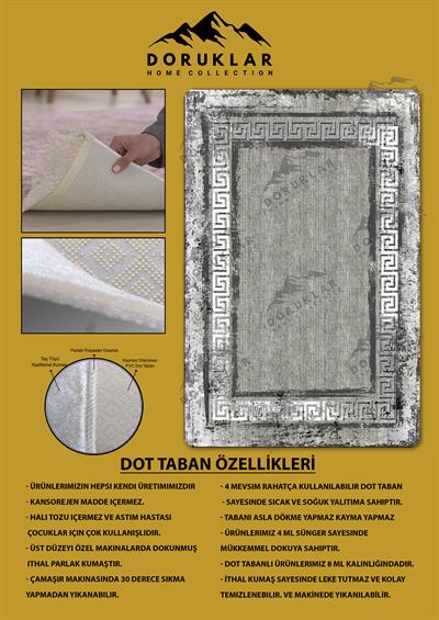 Kaymaz Taban Yıkanabilir Dijital Baskı Dekoratif Modern Desenli Dot Taban Halı Nova Serisi NV63
