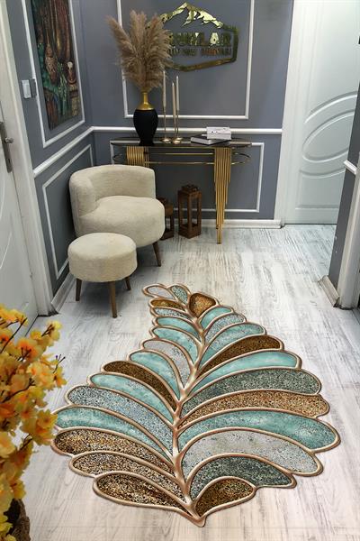 Kaymaz Taban Yıkanabilir Dijital Baskı Dekoratif Modern Desenli Elegance Serisi Lazer Kesim Dot Taban Halı ELG24