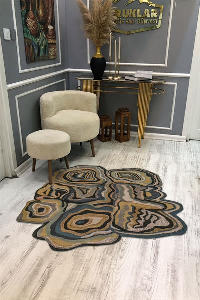 Kaymaz Taban Yıkanabilir Dijital Baskı Dekoratif Modern Desenli Lux Serisi Dot Taban Halı L14
