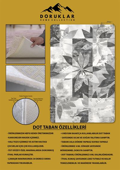 Kaymaz Taban Yıkanabilir Dijital Baskı Dekoratif Modern Desenli Dot Taban Halı Nes V2 Serisi NES002