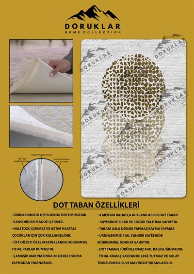 Kaymaz Taban Yıkanabilir Dijital Baskı Ortası Yuvarlak Desenli Halı