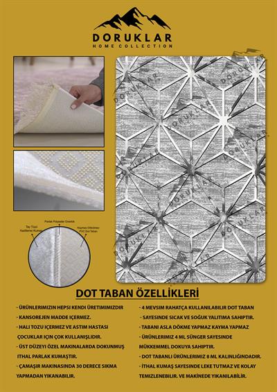 Kaymaz Taban Yıkanabilir Dijital Baskı Geometrik Örüntü Desenli Halı