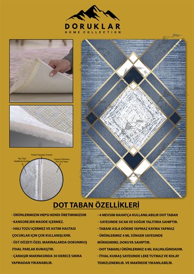 Kaymaz Taban Yıkanabilir Dijital Baskı Dekoratif Modern Desenli Dot Taban Halı Nova Serisi NV55