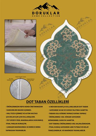 Kaymaz Taban Yıkanabilir Dijital Baskı Dekoratif Modern Desenli Elegance Serisi Lazer Kesim Dot Taban Halı ELG06