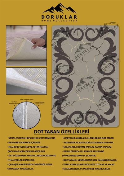 Kaymaz Taban Yıkanabilir Dijital Baskı Gold Mermerli Kuğu Desenli Halı