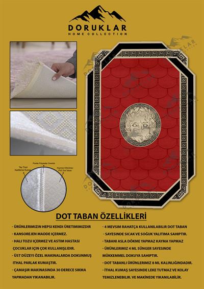 Kaymaz Taban Yıkanabilir Dijital Baskı Dekoratif Modern Desenli Apollo Serisi Dot Taban Halı AP22