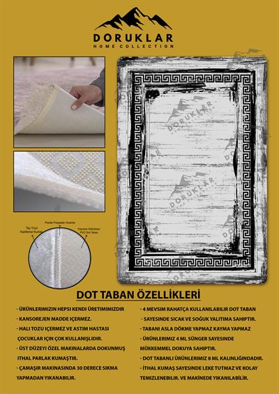 Kaymaz Taban Yıkanabilir Dijital Baskı Dekoratif Modern Desenli Dot Taban Halı Nova Serisi NV100