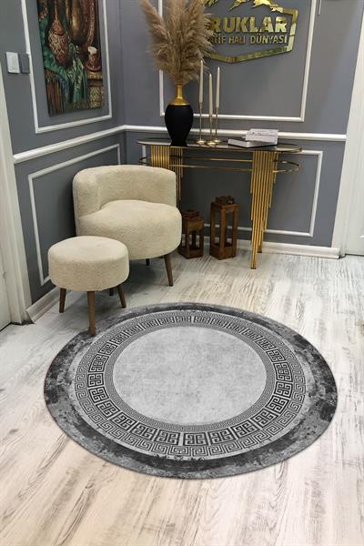 Kaymaz Taban Yıkanabilir Dijital Baskı Dekoratif Modern Desenli Yuvarlak Dot Taban Halı