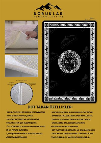 Kaymaz Taban Yıkanabilir Dijital Baskı Dekoratif Modern Desenli Apollo Serisi Dot Taban Halı AP06