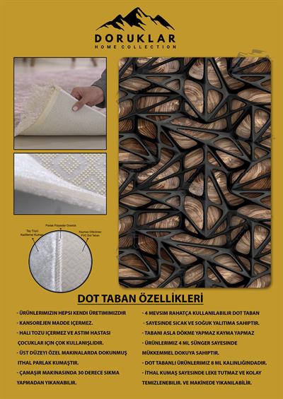 Kaymaz Taban Yıkanabilir Dijital Baskı Dekoratif Modern Desenli Dot Taban Halı Nes V2 Serisi NES001
