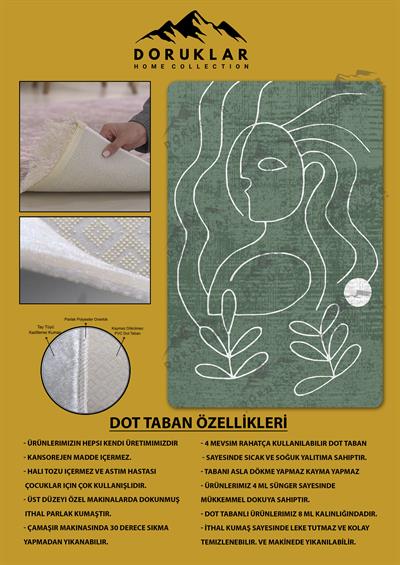 Kaymaz Taban Yıkanabilir Dijital Baskı Dekoratif Modern Desenli Retro Serisi Dot Taban Halı RTR01