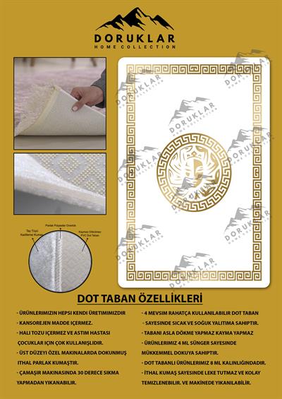 Kaymaz Taban Yıkanabilir Dijital Baskı Dekoratif Modern Desenli Apollo Serisi Dot Taban Halı AP13