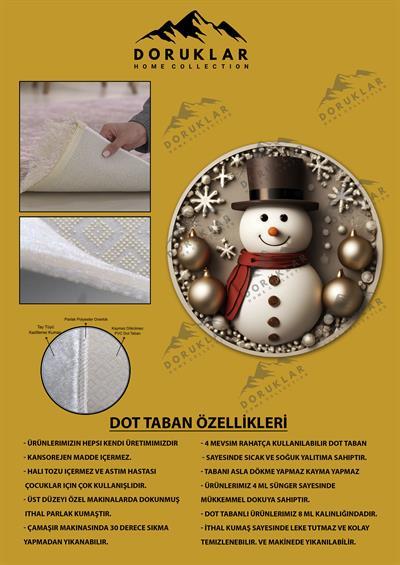 Kaymaz Taban Yıkanabilir Dijital Baskı Yılbaşı Desenli Dot Taban Halı
