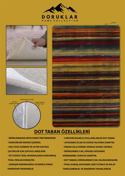 Kaymaz Taban Yıkanabilir Dijital Baskı Dekoratif Modern Desenli Alfa Serisi Dot Taban Halı ALF06