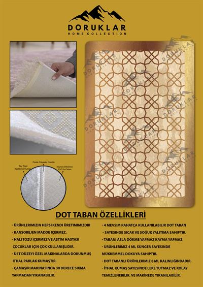 Kaymaz Taban Yıkanabilir Dijital Baskı Dekoratif Modern Desenli Dot Taban Halı Nova Serisi NV32