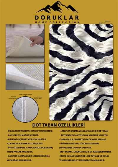 Kaymaz Taban Yıkanabilir Dijital Baskı Dekoratif Modern Desenli Marry Serisi Dot Taban Halı MRY06