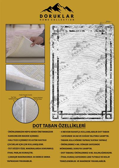 Kaymaz Taban Yıkanabilir Dijital Baskı Dekoratif Modern Desenli Dot Taban Halı Nova Serisi NV109