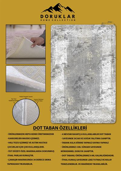 Kaymaz Taban Yıkanabilir Dijital Baskı Eskitme Desenli Salon Halısı