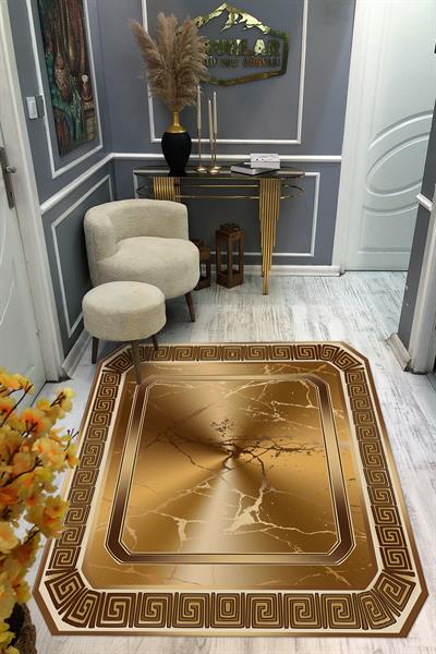 Kaymaz Taban Yıkanabilir Dijital Baskı Dekoratif Modern Desenli Elegance Serisi Lazer Kesim Dot Taban Halı ELG74