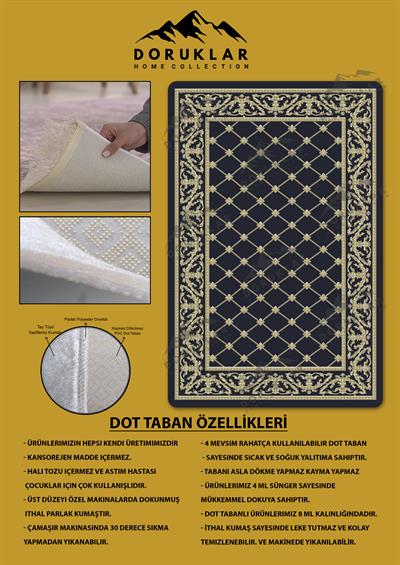 Kaymaz Taban Yıkanabilir Dijital Baskı Dekoratif Modern Desenli Dot Taban Halı Nova Serisi NV49