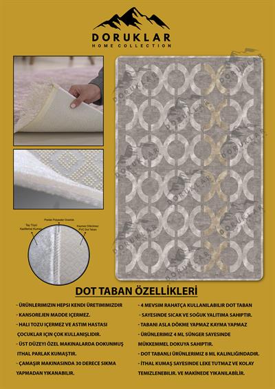 Kaymaz Taban Yıkanabilir Dijital Baskı Dekoratif Modern Desenli NesV2 Serisi Dot Taban Halı N2S09