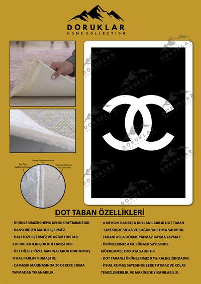 Kaymaz Taban Yıkanabilir Dijital Baskı Dekoratif Modern Desenli Lux Serisi Dot Taban Halı L04