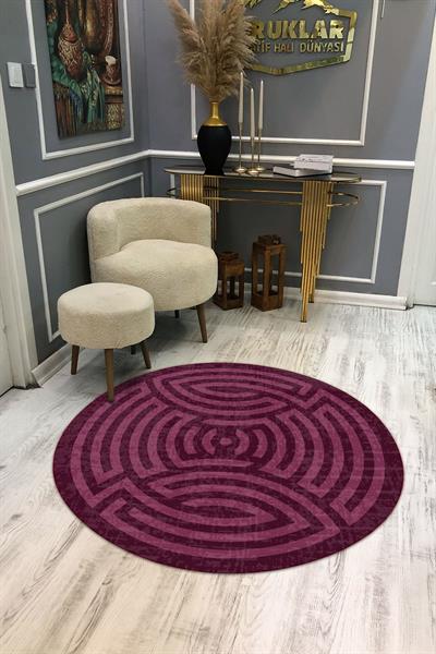 Kaymaz Taban Yıkanabilir Dijital Baskı Dekoratif Modern Desenli Maze Serisi Dot Taban Halı MZ07