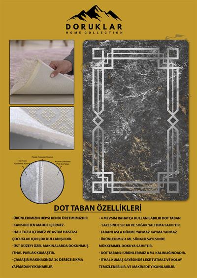 Kaymaz Taban Yıkanabilir Dijital Baskı Dekoratif Modern Desenli Dot Taban Halı Nova Serisi NV28