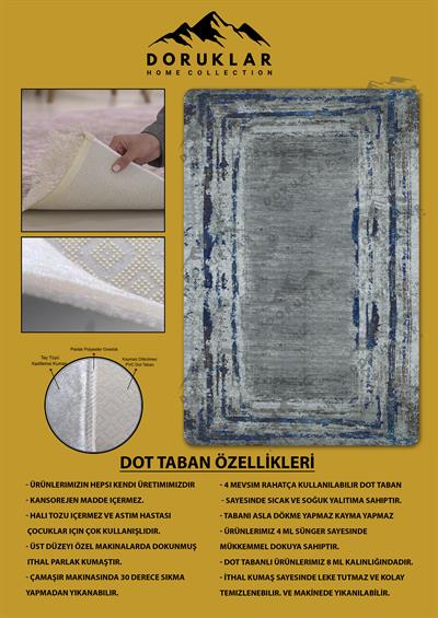 Kaymaz Taban Yıkanabilir Dijital Baskı Dekoratif Modern Desenli Dot Taban Halı Nova Serisi NV16