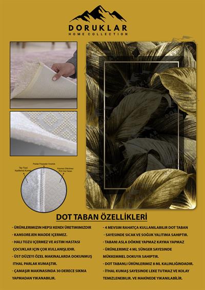 Kaymaz Taban Yıkanabilir Dijital Baskı Dekoratif Modern Desenli Dot Taban Halı Nova Serisi NV115