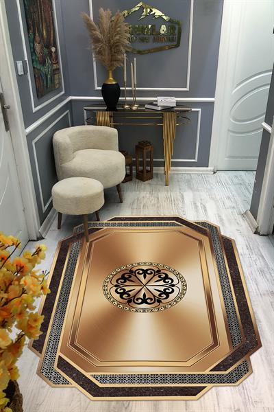 Kaymaz Taban Yıkanabilir Dijital Baskı Dekoratif Modern Desenli Elegance Serisi Lazer Kesim Dot Taban Halı ELG76