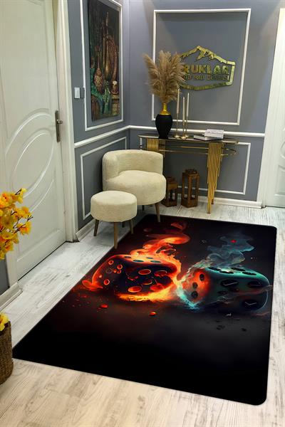 Kaymaz Taban Yıkanabilir Dijital Baskı Dekoratif Modern Desenli Dot Taban Halı CAS04