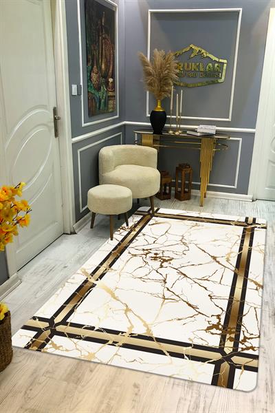 Kaymaz Taban Yıkanabilir Dijital Baskı Dekoratif Modern Desenli Dot Taban Halı Nova Serisi NV23