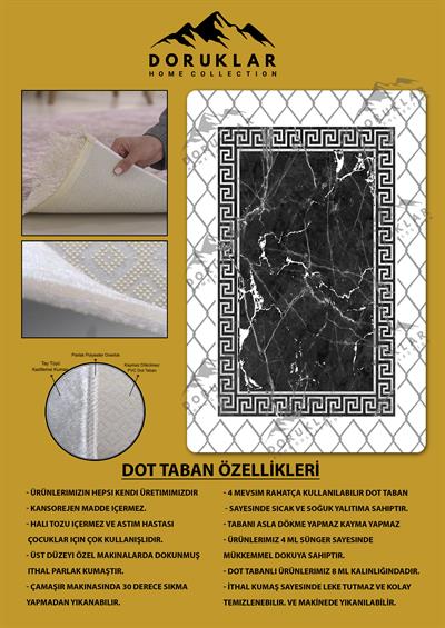 Kaymaz Taban Yıkanabilir Dijital Baskı Dekoratif Modern Desenli Dot Taban Halı Nova Serisi NV84